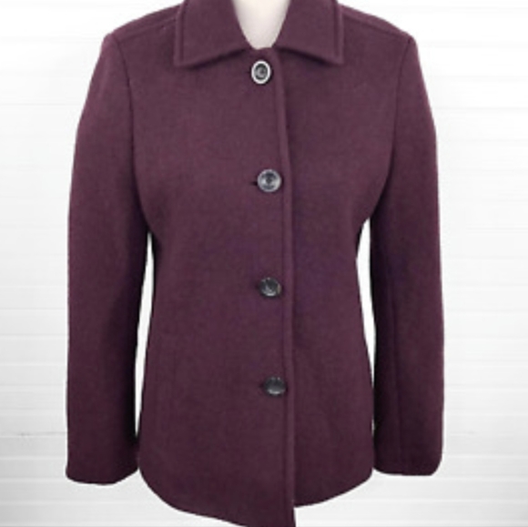 Lands End Womans Wool‎ Purple Peacoat in Size 4 - Picture 1 of 8